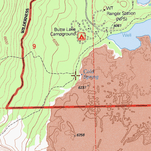 Topographic Map of Cold Spring, CA