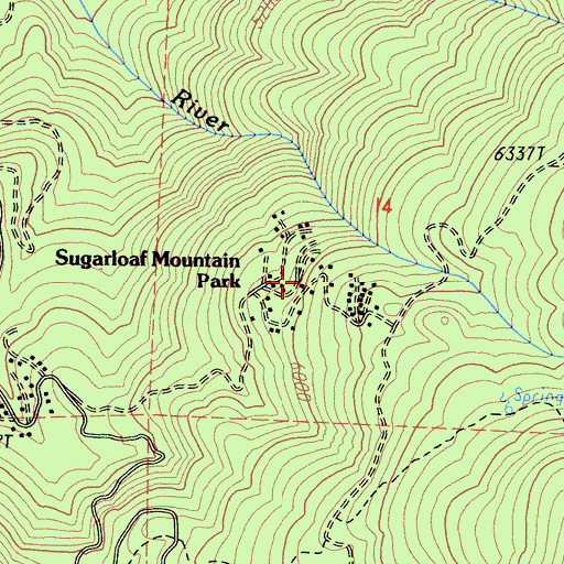 Topographic Map of Sugarloaf Mountain Park Census Designated Place, CA