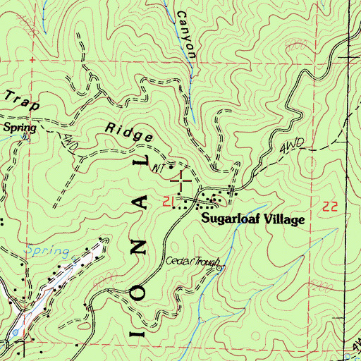 Topographic Map of Sugarloaf Village Census Designated Place, CA