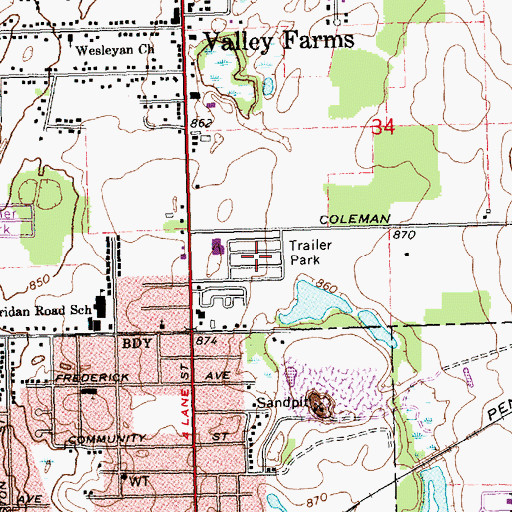 Topographic Map of Kristana Mobile Home Park, MI