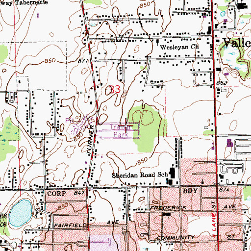 Topographic Map of Valley Estates Mobile Home Park, MI