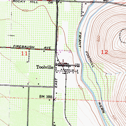 Topographic Map of Tooleville Census Designated Place, CA