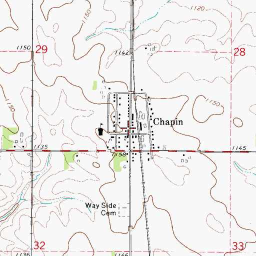 Topographic Map of Chapin Census Designated Place, IA