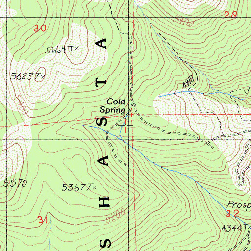 Topographic Map of Cold Spring, CA