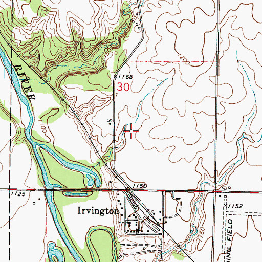 Topographic Map of Irvington Census Designated Place, IA