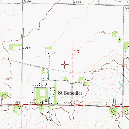 Topographic Map of Saint Benedict Census Designated Place, IA