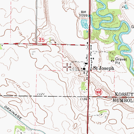 Topographic Map of Saint Joseph Census Designated Place, IA