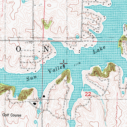 Topographic Map of Sun Valley Lake Census Designated Place, IA