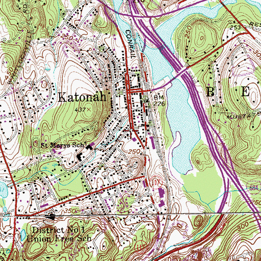 Topographic Map of Katonah Census Designated Place, NY