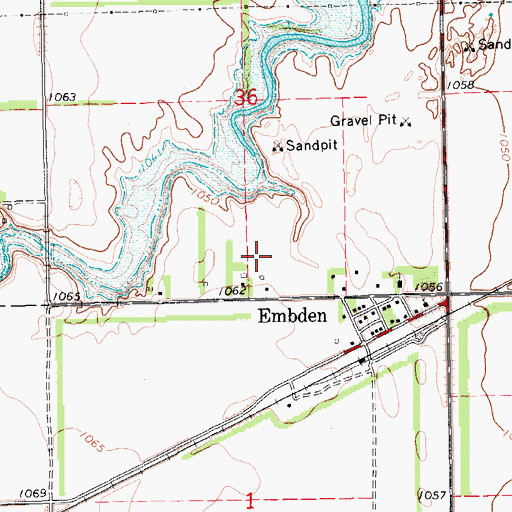 Topographic Map of Embden Census Designated Place, ND