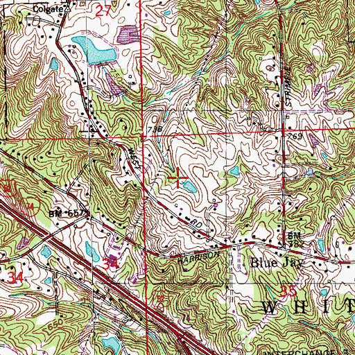 Topographic Map of Blue Jay Census Designated Place, OH