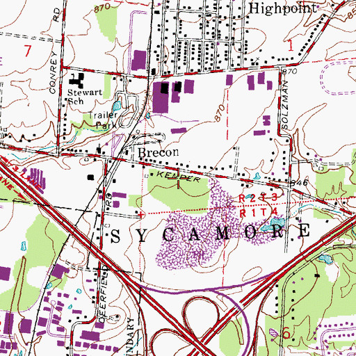 Topographic Map of Brecon Census Designated Place, OH
