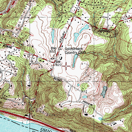 Topographic Map of Coldstream Census Designated Place, OH