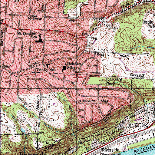 Topographic Map of Delshire Census Designated Place, OH