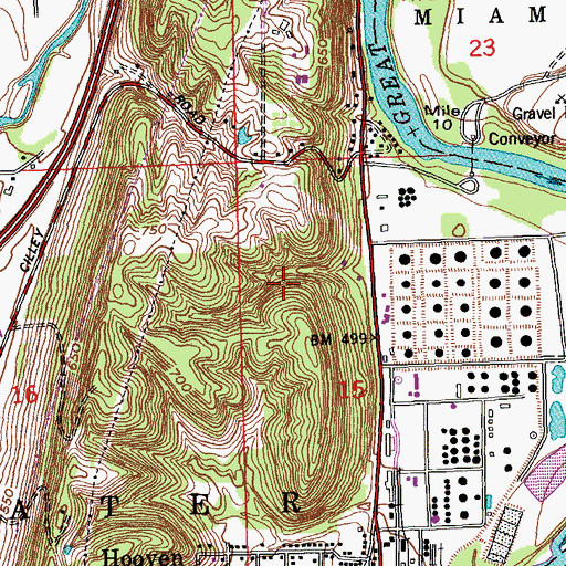 Topographic Map of Hooven Census Designated Place, OH