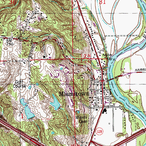 Topographic Map of Miamitown Census Designated Place, OH