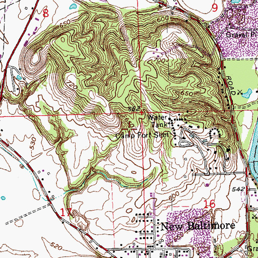 Topographic Map of New Baltimore Census Designated Place, OH
