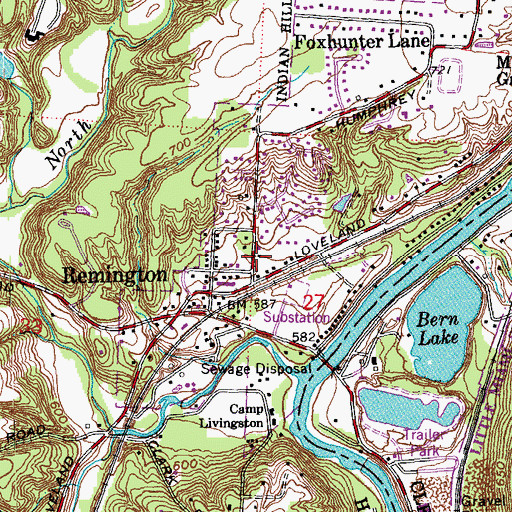 Topographic Map of Remington Census Designated Place, OH