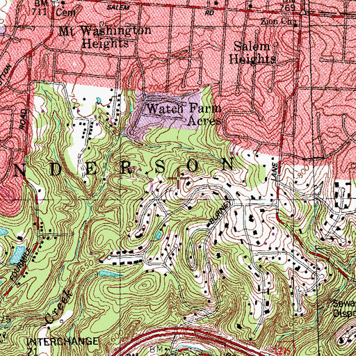 Topographic Map of Salem Heights Census Designated Place, OH
