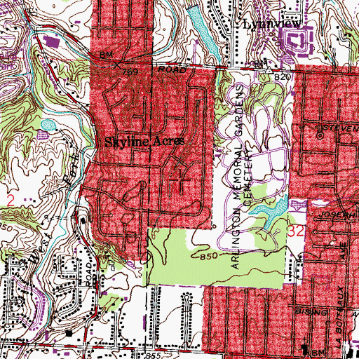 Topographic Map of Skyline Acres Census Designated Place, OH