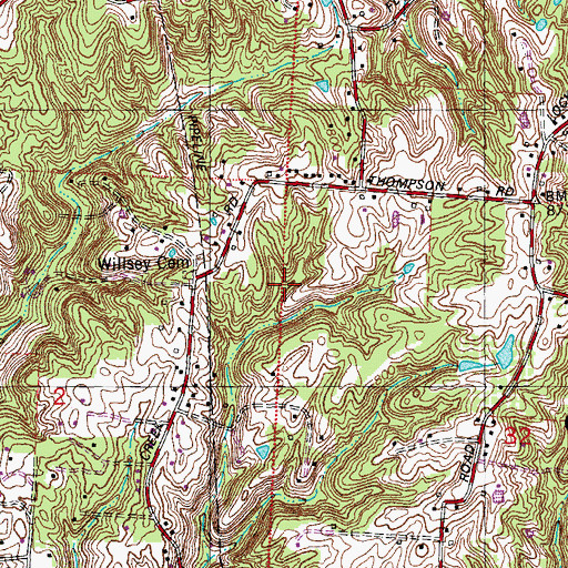 Topographic Map of Taylor Creek Census Designated Place, OH
