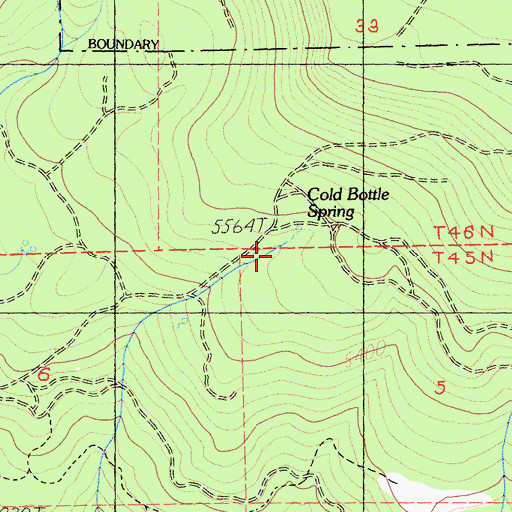 Topographic Map of Cold Bottle Spring, CA