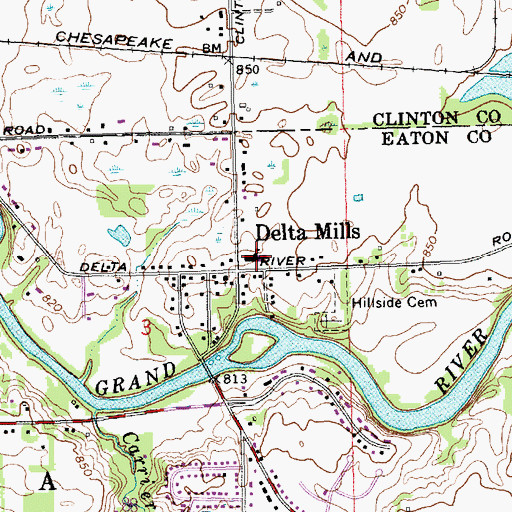 Topographic Map of Delta Mills School, MI