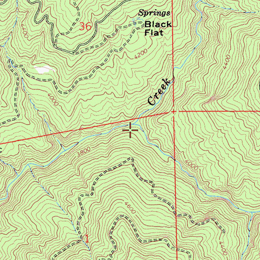 Topographic Map of Cold Spring Creek, CA