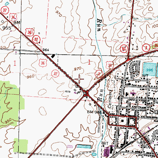 Topographic Map of Township of Sunbury Village, OH