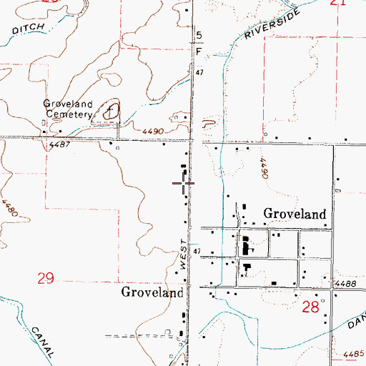Topographic Map of Groveland Census Designated Place, ID