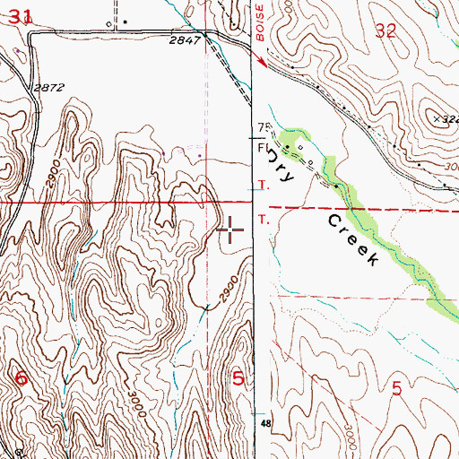 Topographic Map of Hidden Springs Census Designated Place, ID