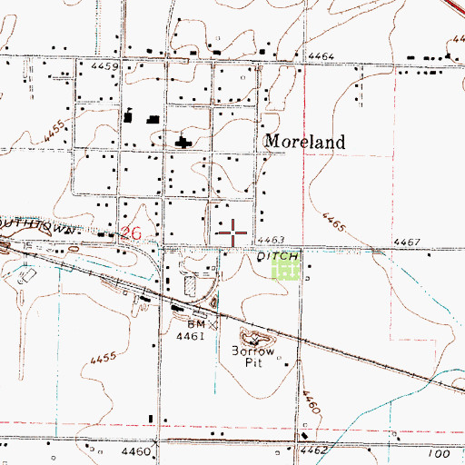 Topographic Map of Moreland Census Designated Place, ID