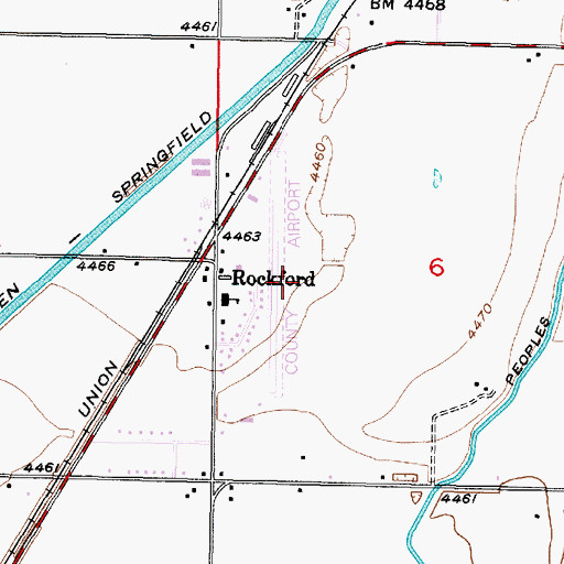 Topographic Map of Rockford Census Designated Place, ID