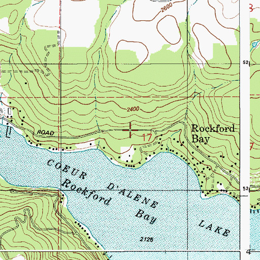 Topographic Map of Rockford Bay Census Designated Place, ID