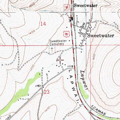 Topographic Map of Sweetwater Census Designated Place, ID