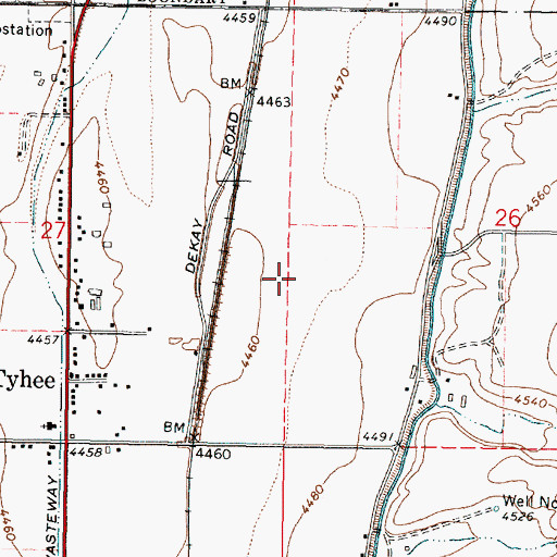 Topographic Map of Tyhee Census Designated Place, ID