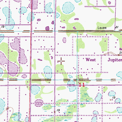 Topographic Map of Jupiter Farms Census Designated Place, FL
