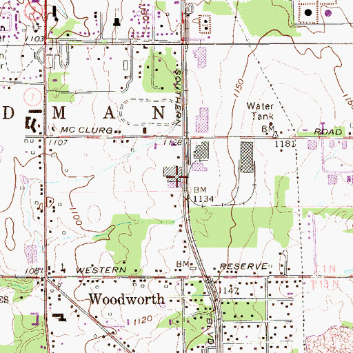 Topographic Map of Lonardo's Greenhouse, OH