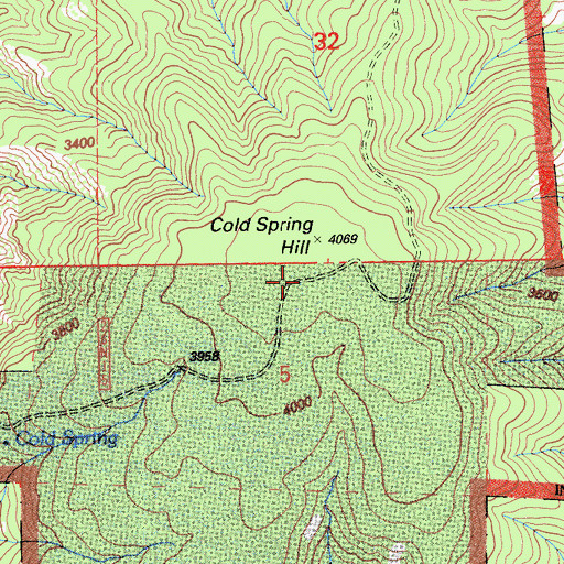 Topographic Map of Cold Spring Hill, CA