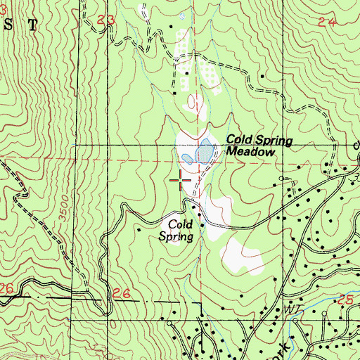 Topographic Map of Cold Spring Meadow, CA