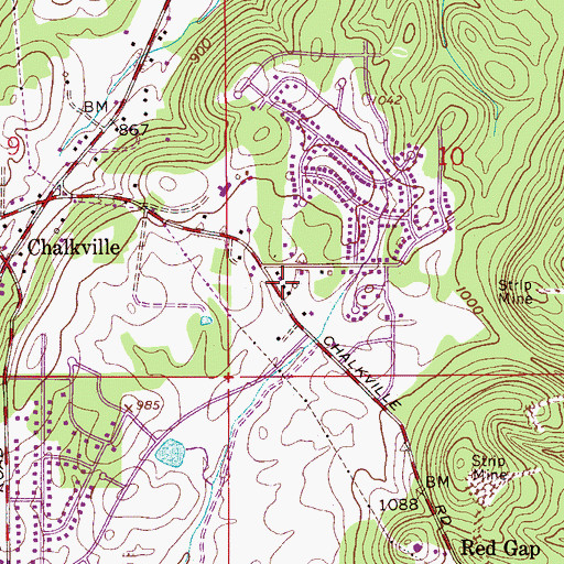 Topographic Map of Mountain View Baptist Church, AL