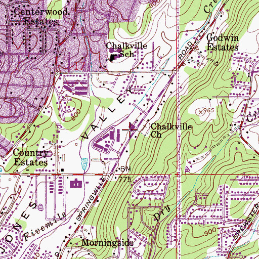Topographic Map of First Baptist Church of Chalkville, AL