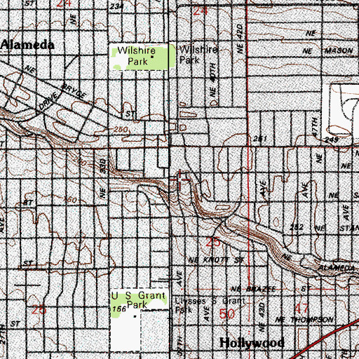 Topographic Map of Portland East Division, OR