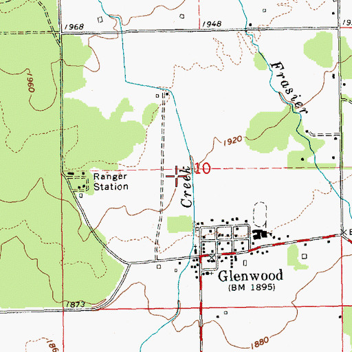 Topographic Map of Glenwood Census Designated Place, WA