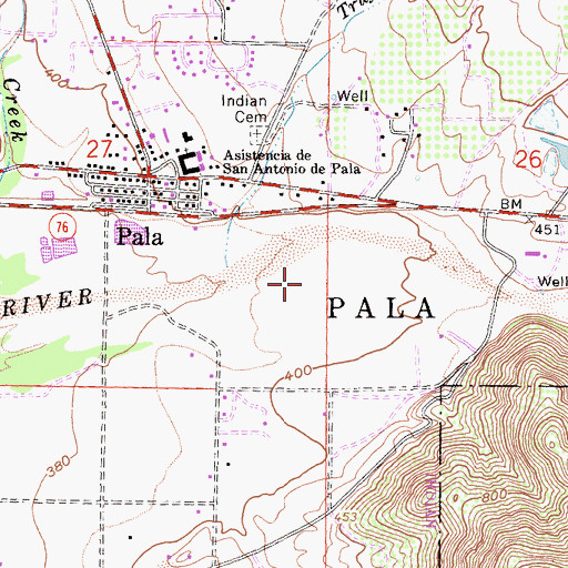 Topographic Map of Pala Census Designated Place, CA