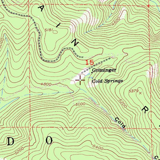Topographic Map of Cold Springs, CA
