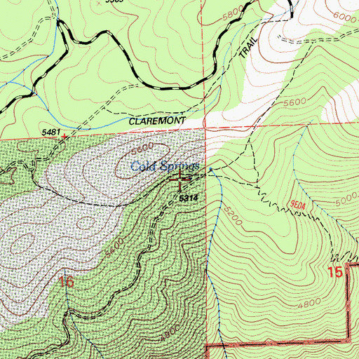 Topographic Map of Cold Springs, CA