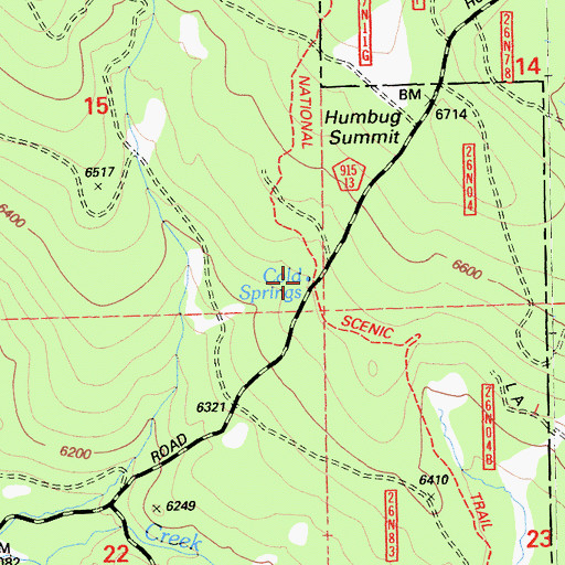 Topographic Map of Cold Springs, CA