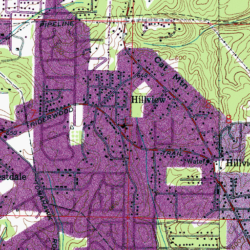 Topographic Map of Hillview Baptist Church, AL