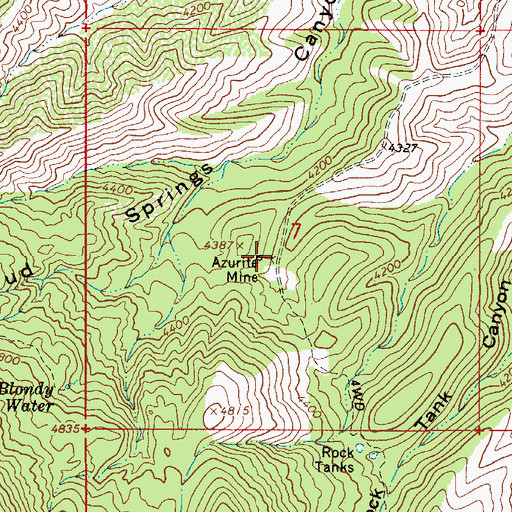 Topographic Map of Azurite Mine, AZ